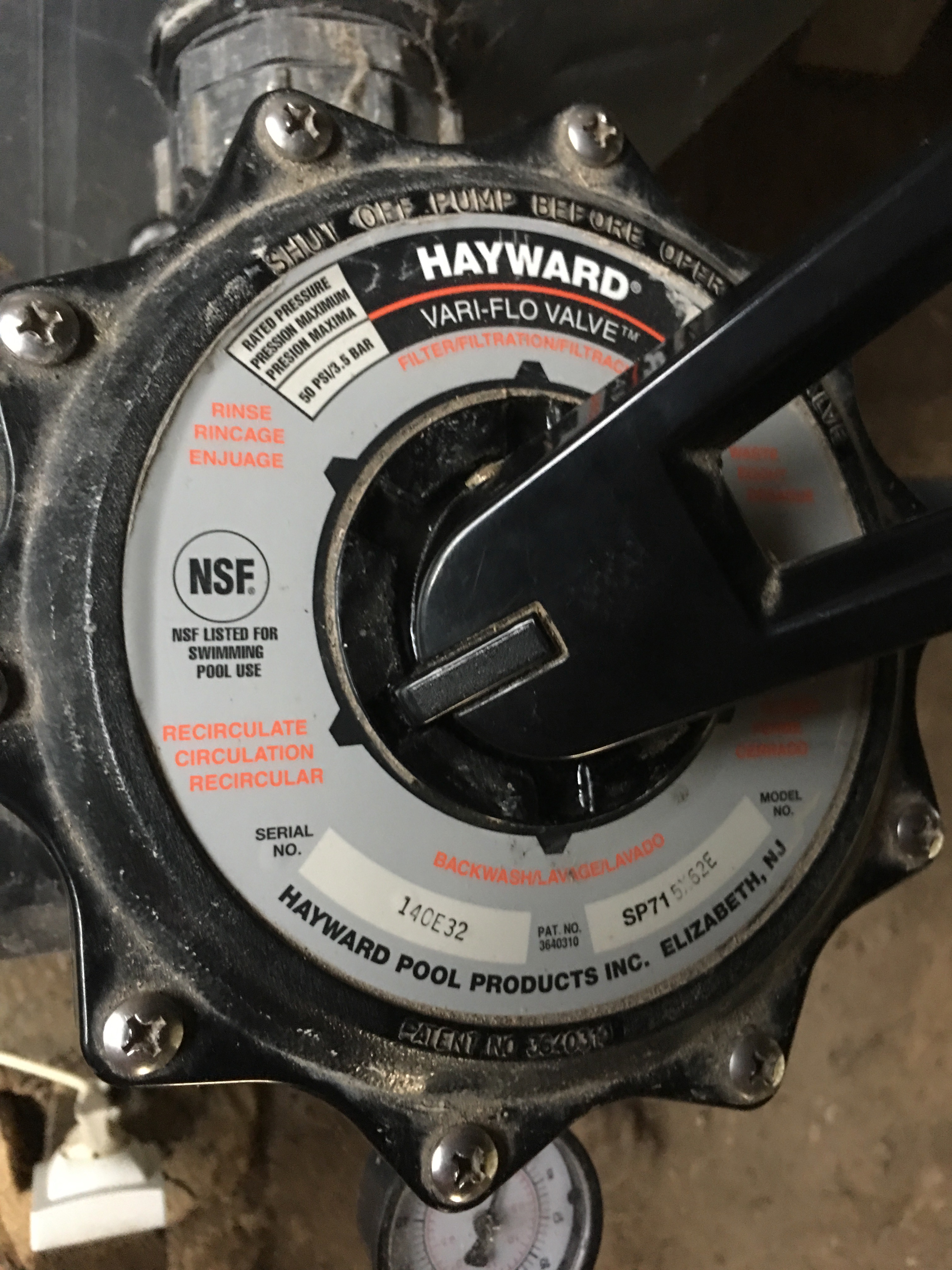 Custom Molded Products CMP Multiport Valve Compatible With Hayward Pro-Series Vari-Flo Control Valve with Gauge - SP0715X62