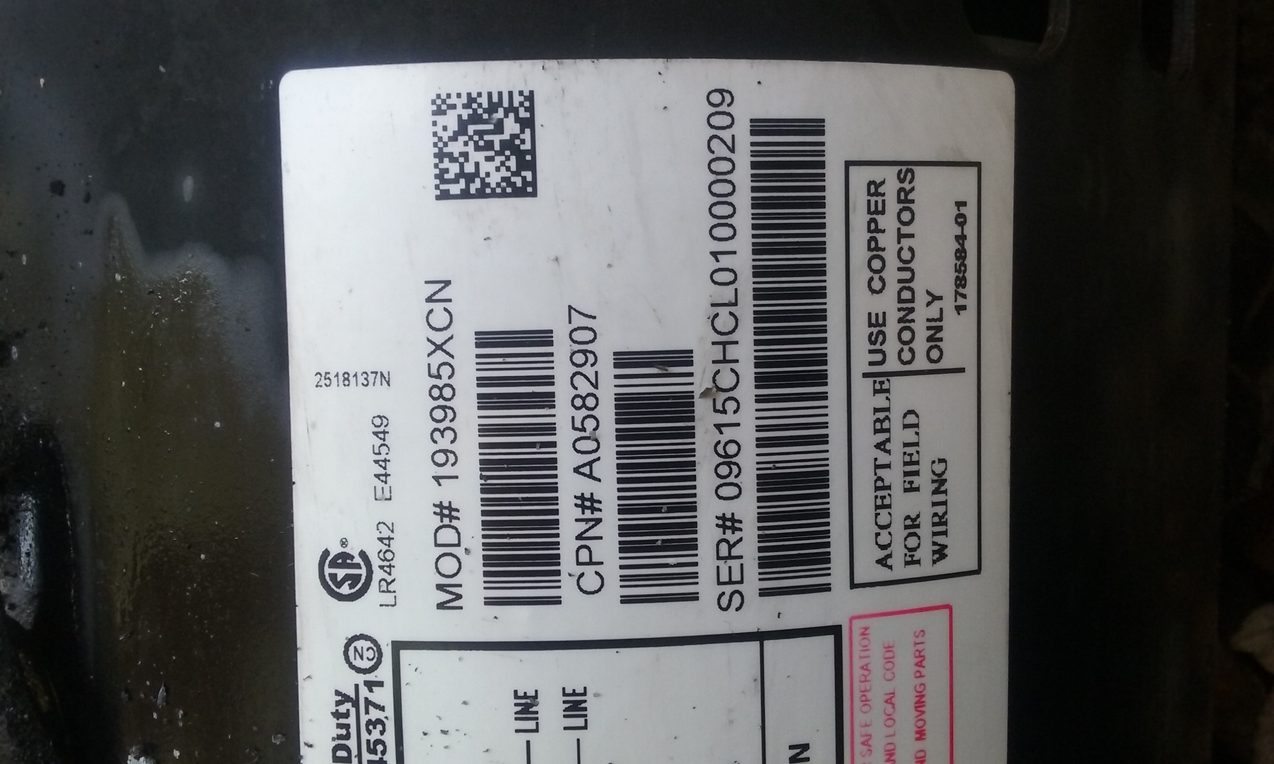 Century (A.O. Smith) 1.0 HP Up Rate Motor, Square Flange 56Y Frame, Single Speed - Model B2853