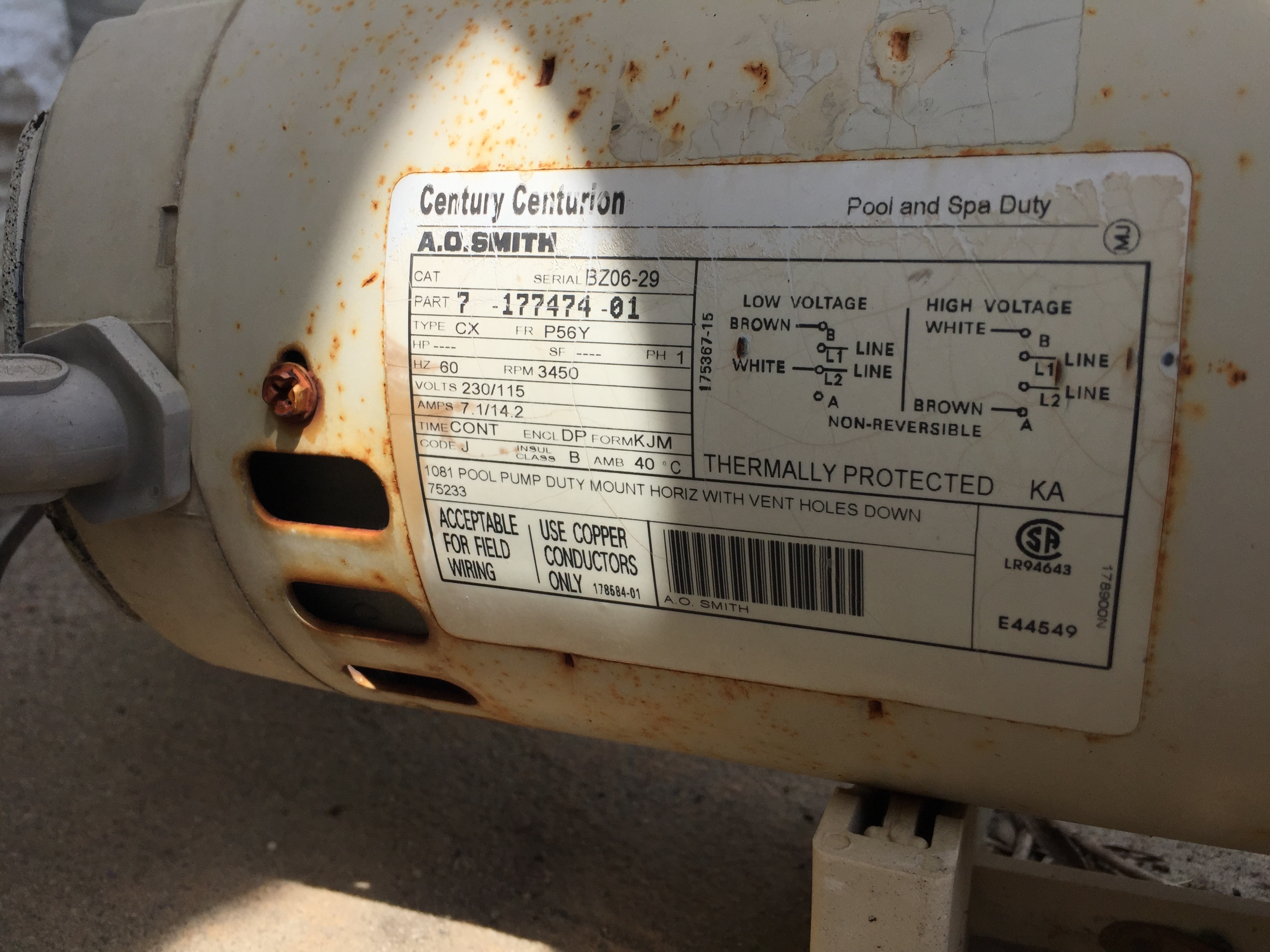 Questions for Century (A.O. Smith) 1.0 HP Up Rate Motor