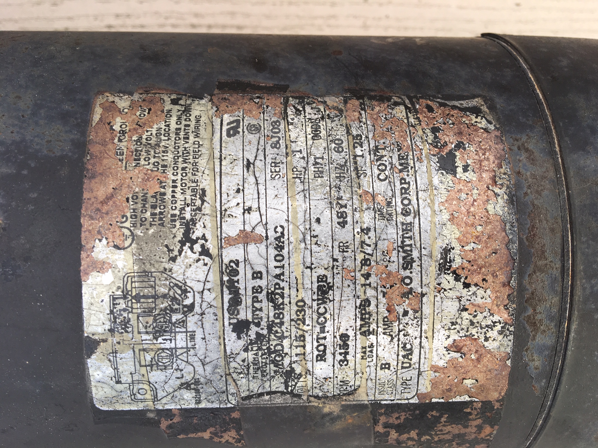 Century (A.O. Smith) 1.0 HP Up Rate Motor, Square Flange 56Y Frame, Single Speed - Model B2853