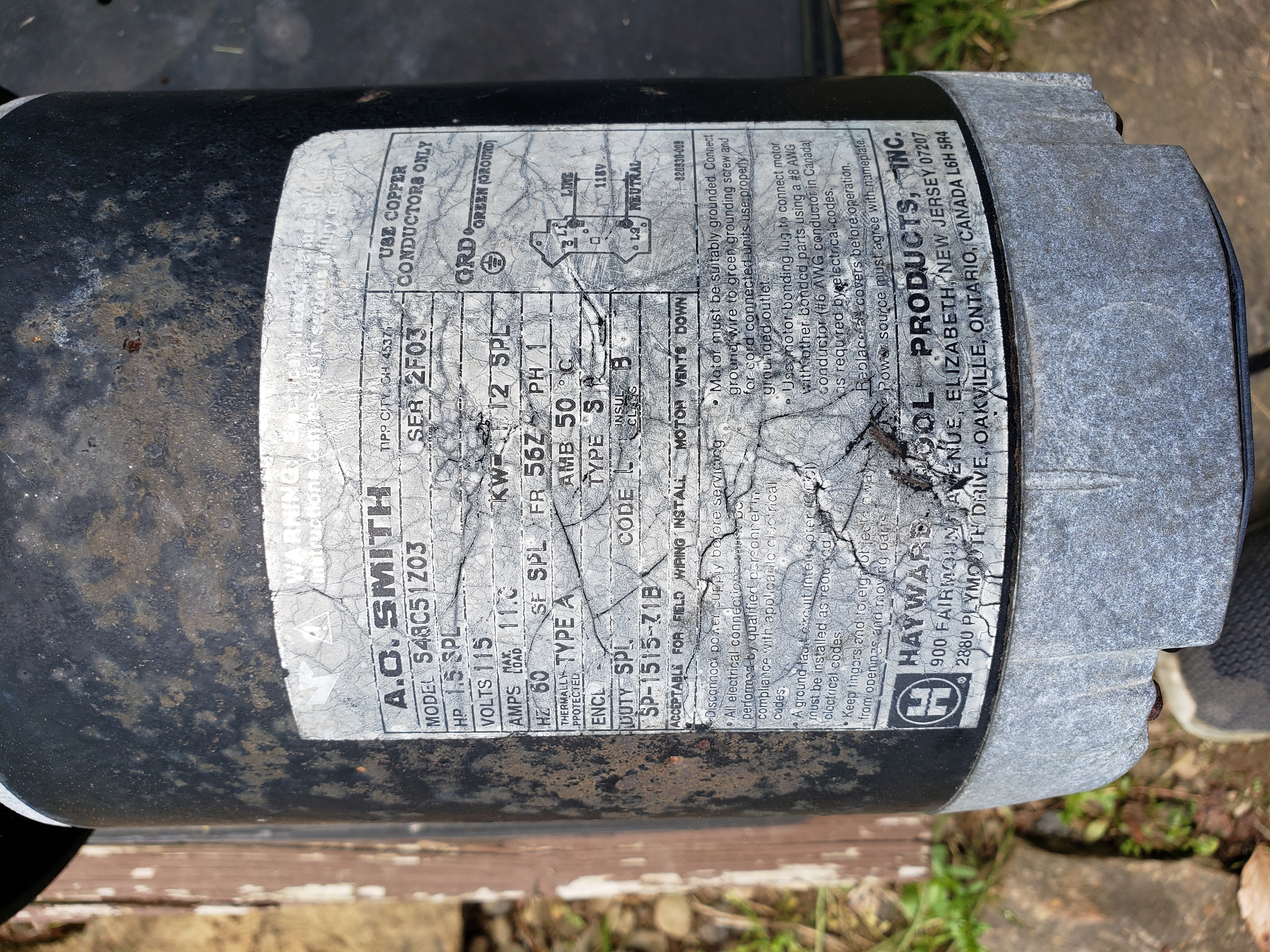 Century (A.O. Smith) 1.0 HP Up Rate Motor, Square Flange 56Y Frame, Single Speed - Model B2853