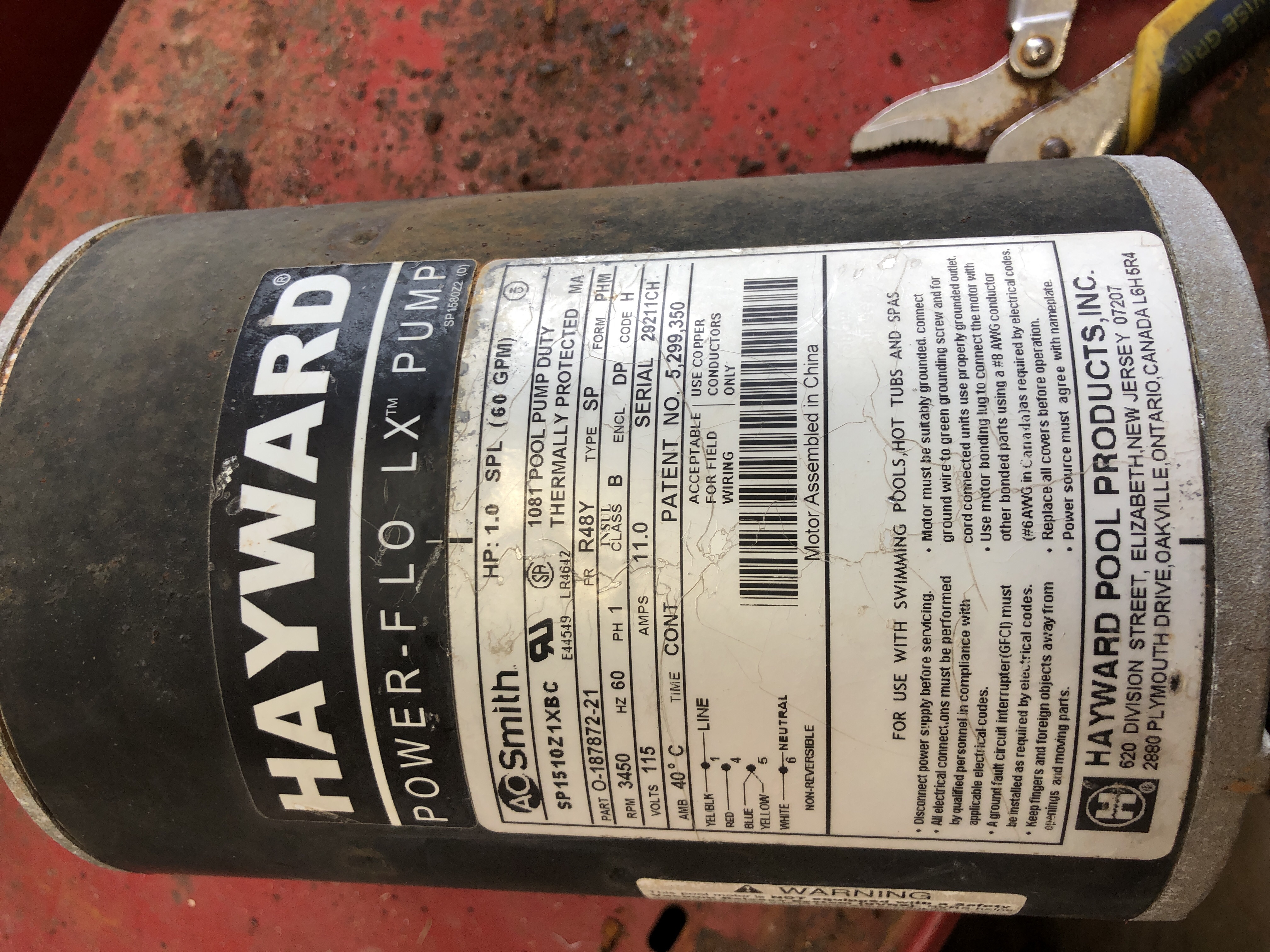 Magnetek Century (A.O. Smith) 1.0 HP Up Rate Thru Bolt Motor, 48Y Frame, Single Speed - Model BN25V1