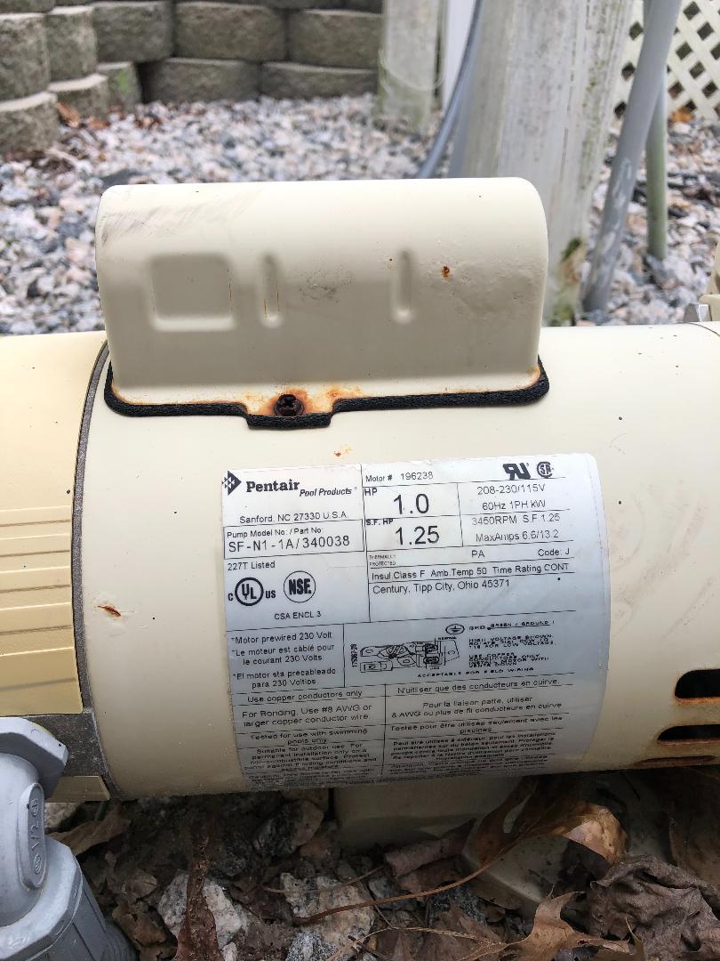 Pentair OEM Motor WFE4/WF26 1HP Almond 355010S