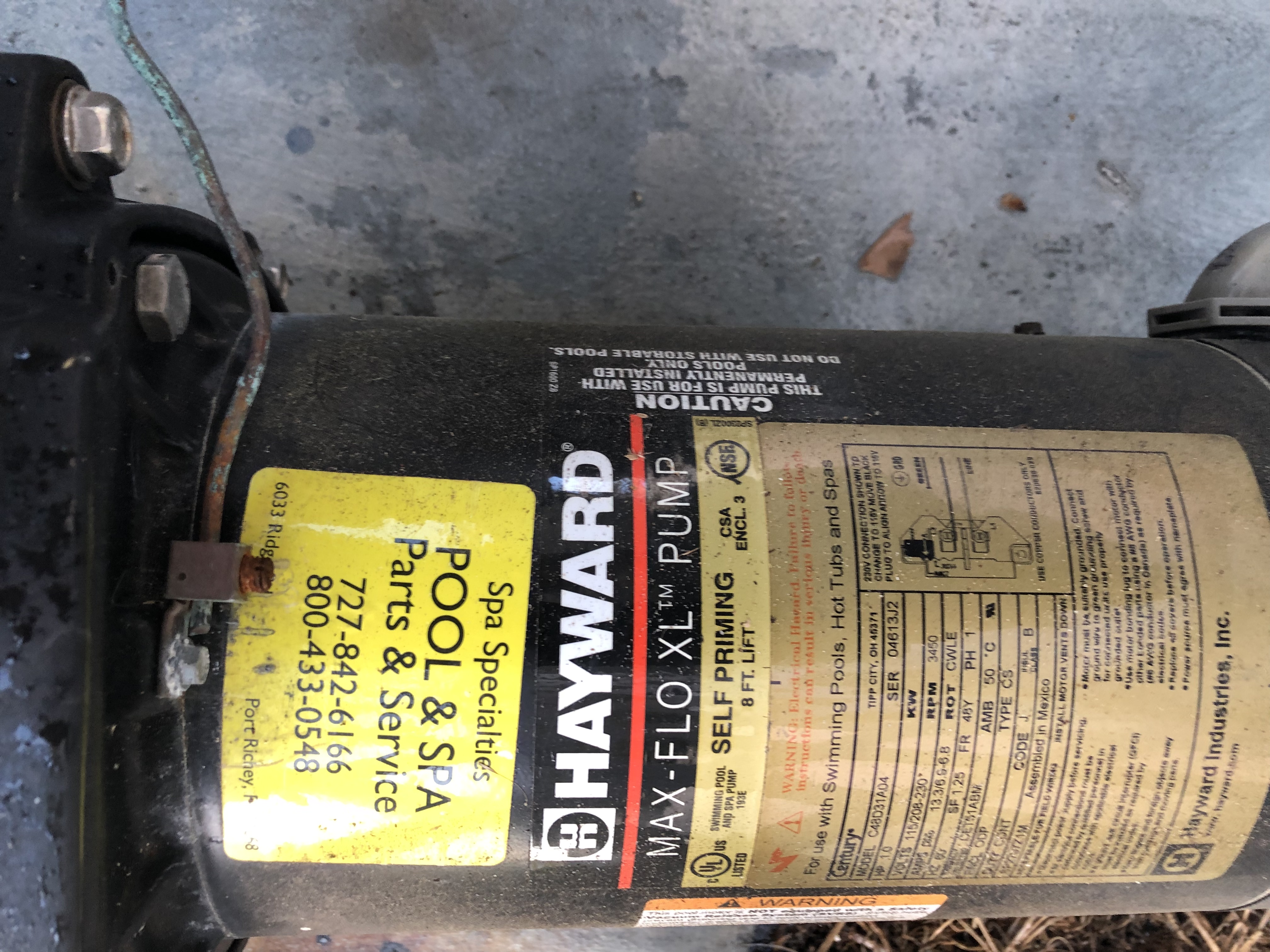 Pureline 1 H.P. In Ground Pool Pump - PL1600