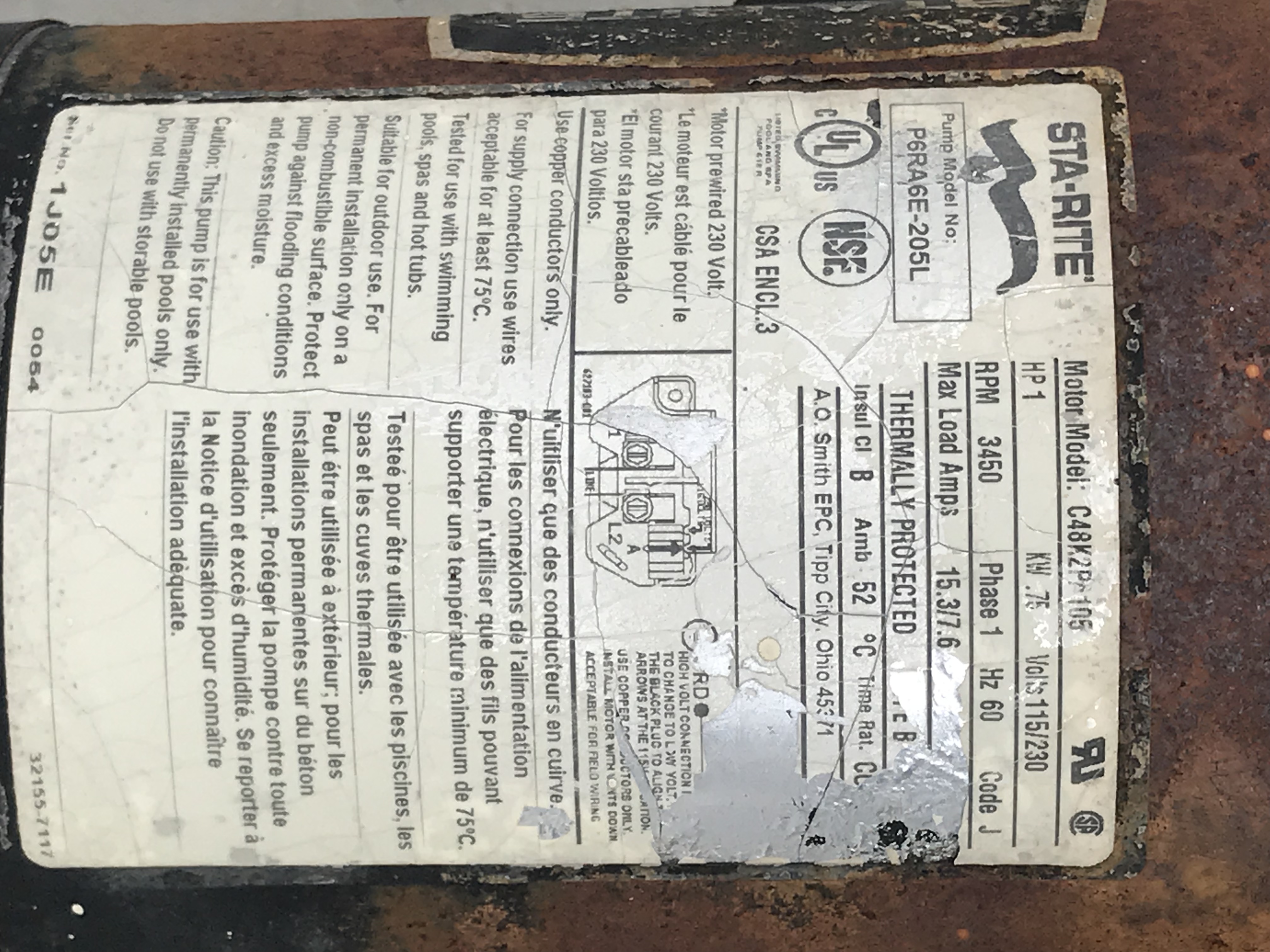 Pureline 1 H.P. In Ground Pool Pump - PL1600