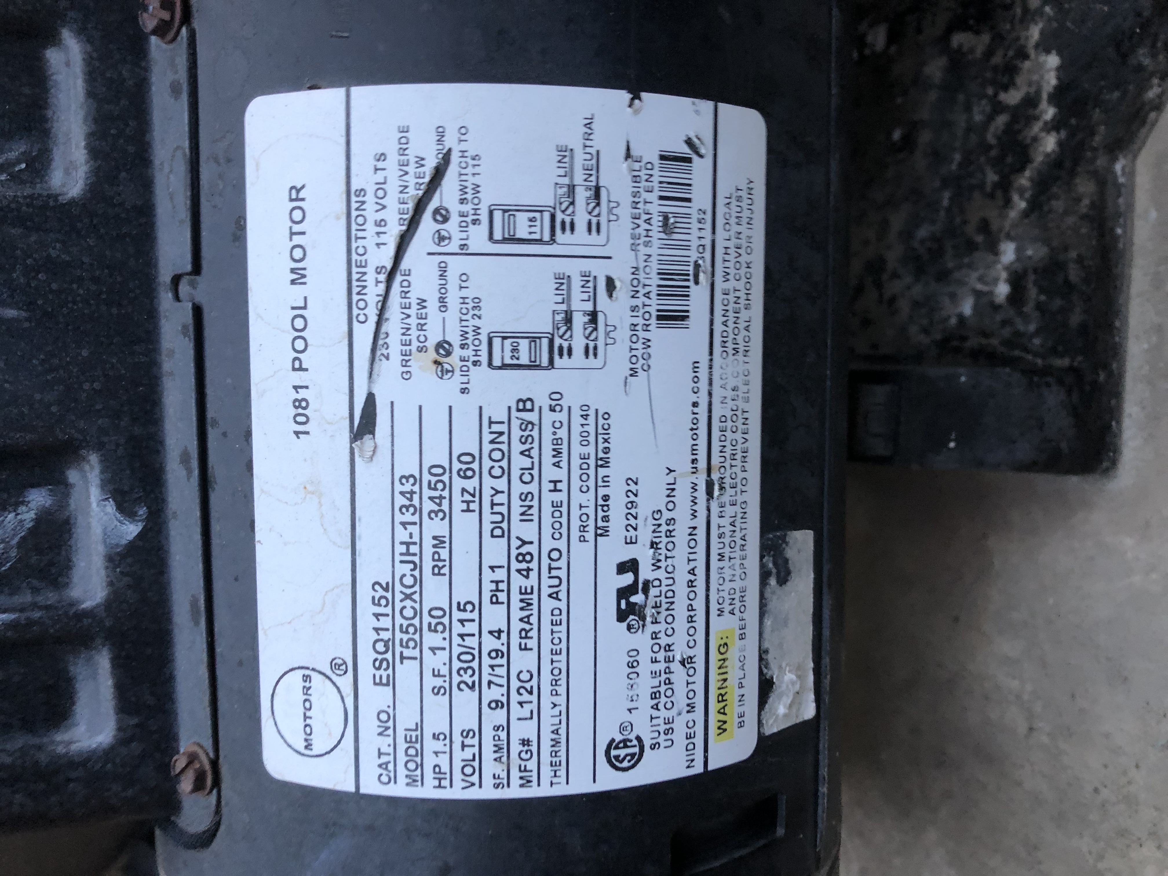 Pureline 1.5 H.P In Ground Pool Pump - PL1601