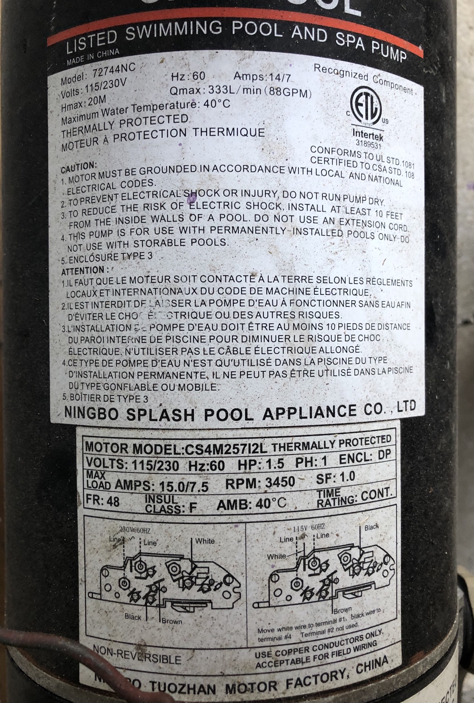 Pureline 1.5 H.P In Ground Pool Pump - PL1601