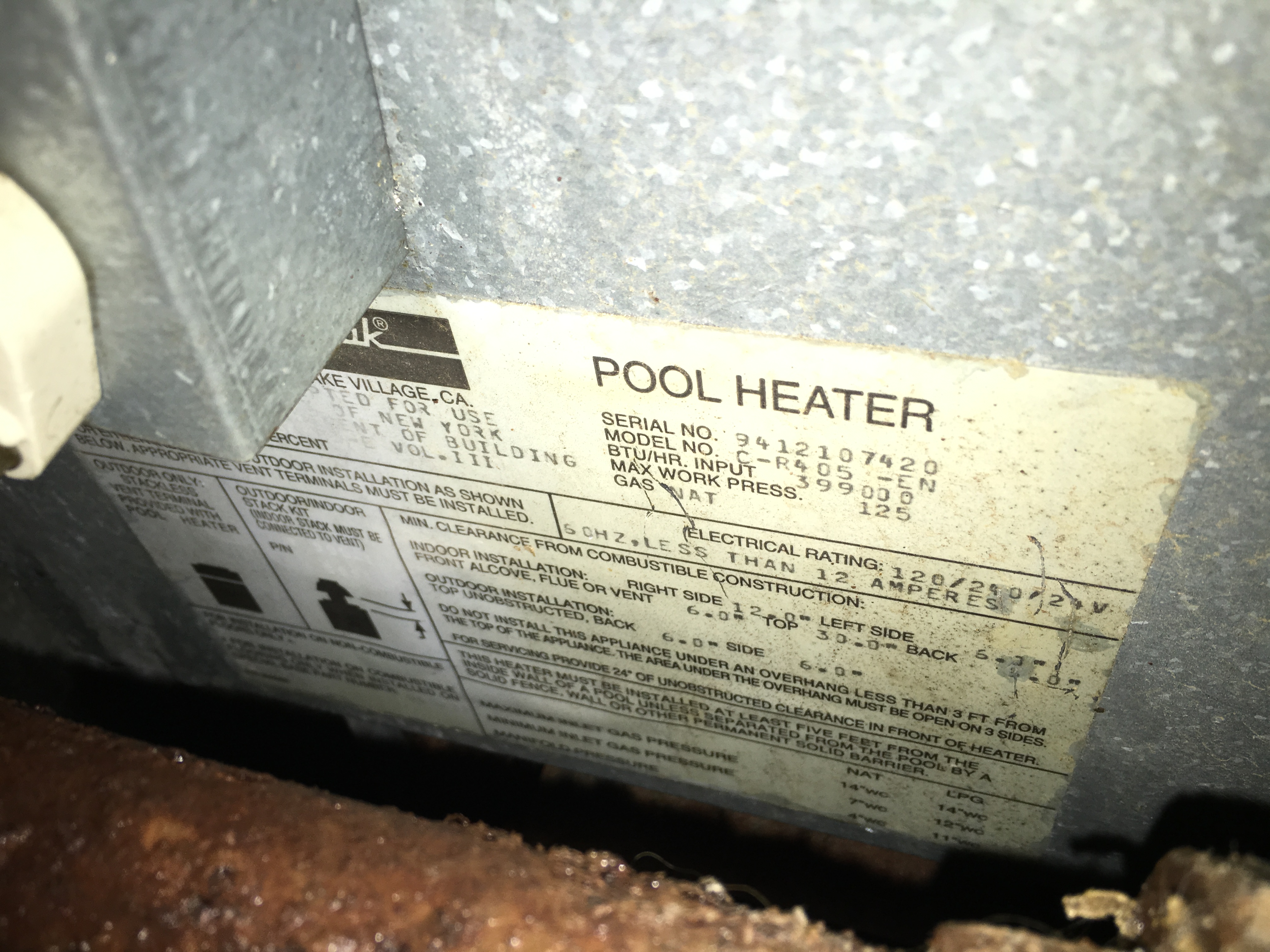 Raypak RP2100 Digital Natural Gas Heater, 399,000 BTU, Cupro-Nickel Heat Exchanger - P-R406A-EN-X #51