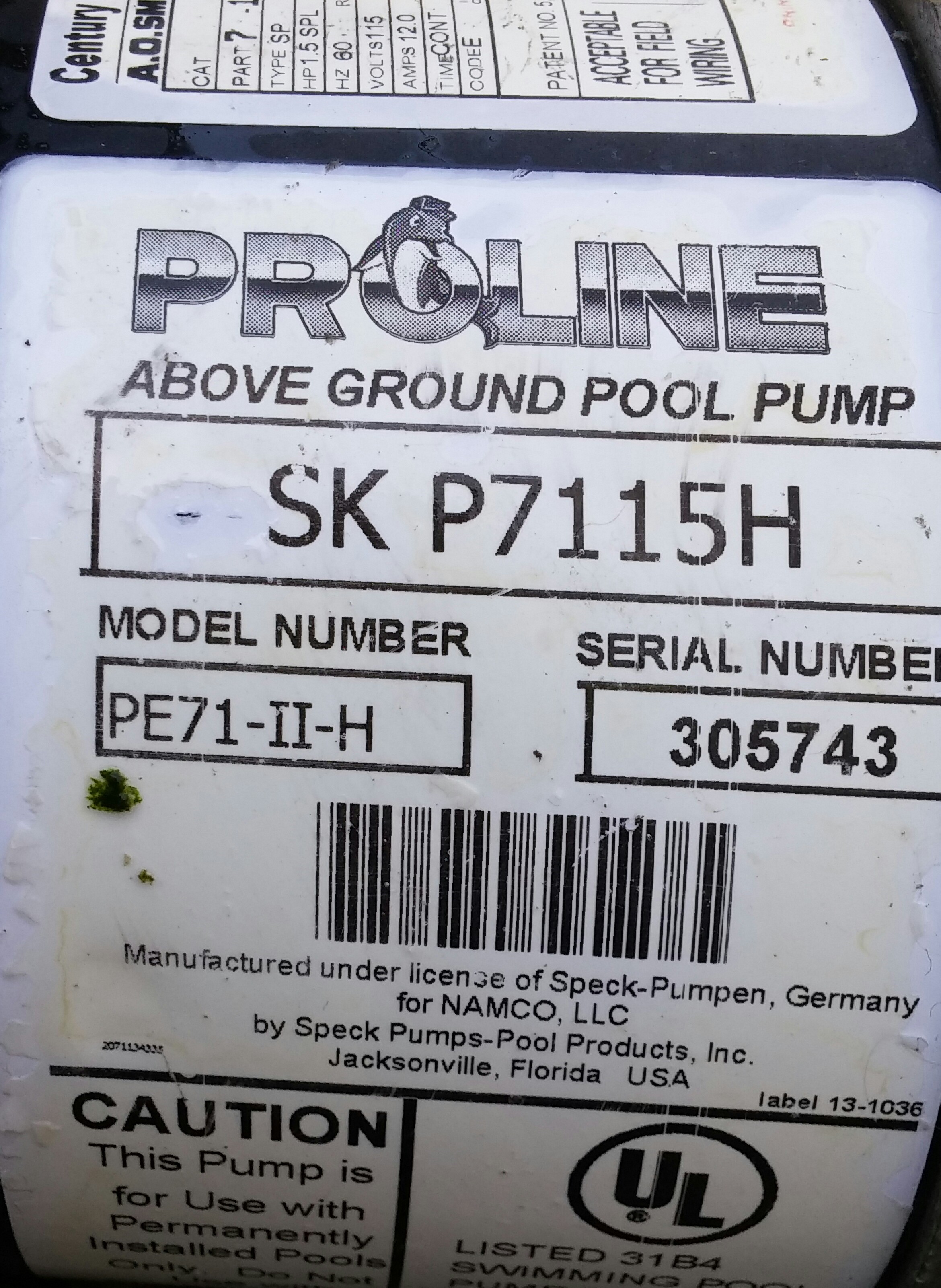 Speck E71 1.5 HP Single Speed Above Ground Pool Pump (E71III